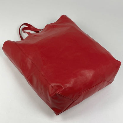 Celine Logo Tote Bag Horizontal Cabas Tote Leather Red Women's