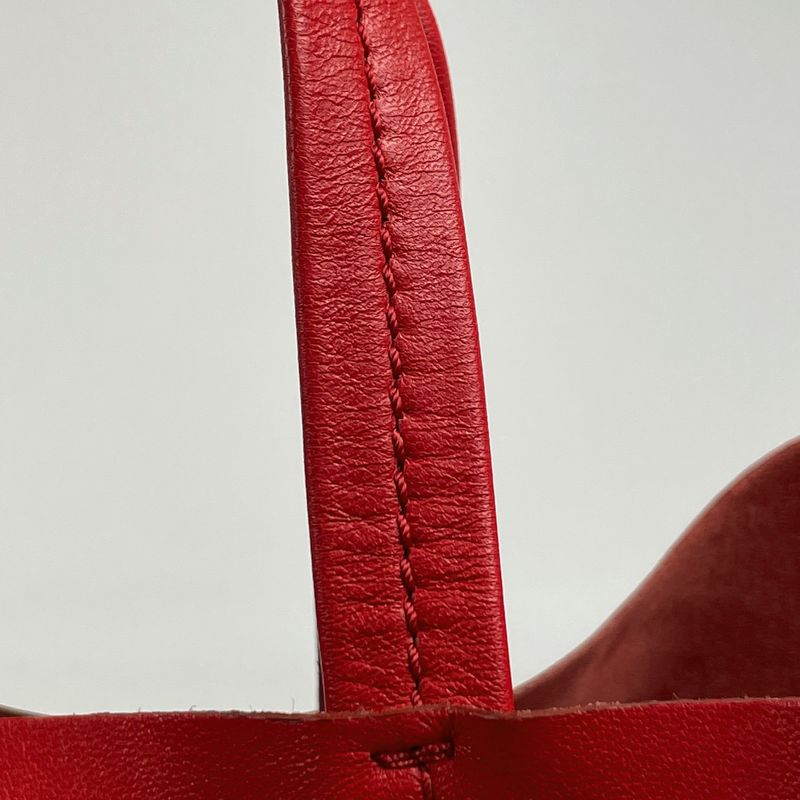 Celine Logo Tote Bag Horizontal Cabas Tote Leather Red Women's