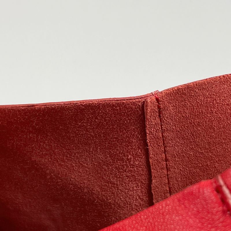 Celine Logo Tote Bag Horizontal Cabas Tote Leather Red Women's