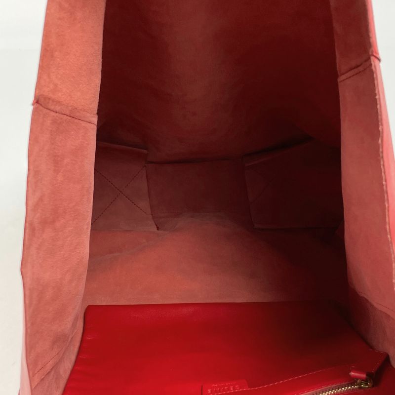 Celine Logo Tote Bag Horizontal Cabas Tote Leather Red Women's