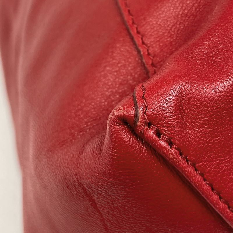 Celine Logo Tote Bag Horizontal Cabas Tote Leather Red Women's