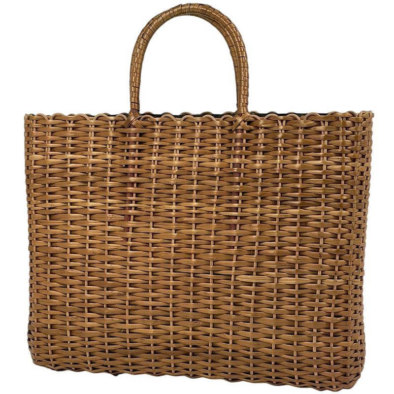 Fendi Basket Handbag Zucca Patterned Tote Handbag Rattan Brown 15498 Women