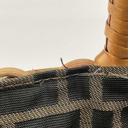 Fendi Basket Handbag Zucca Patterned Tote Handbag Rattan Brown 15498 Women