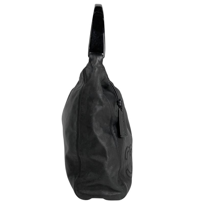 Chanel Coco Mark Plastic Handle Bag One Shoulder Handbag Leather Black Women