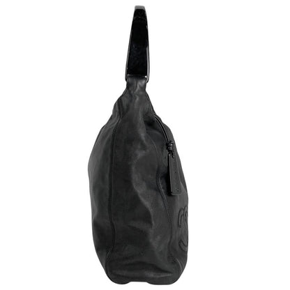 Chanel Coco Mark Plastic Handle Bag One Shoulder Handbag Leather Black Women