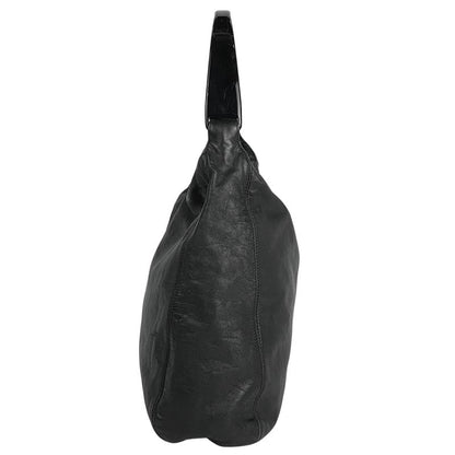 Chanel Coco Mark Plastic Handle Bag One Shoulder Handbag Leather Black Women