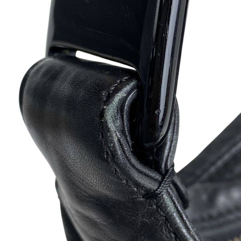 Chanel Coco Mark Plastic Handle Bag One Shoulder Handbag Leather Black Women