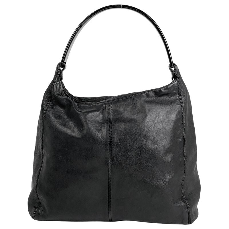 Chanel Coco Mark Plastic Handle Bag One Shoulder Handbag Leather Black Women