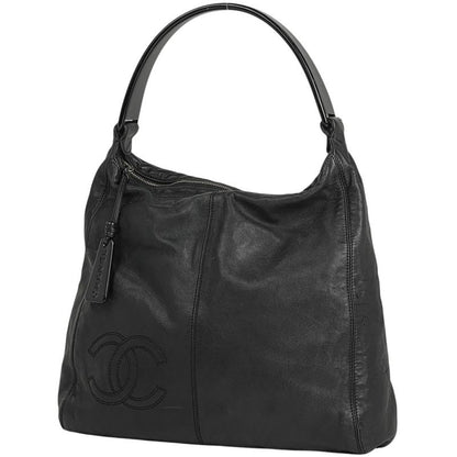 Chanel Coco Mark Plastic Handle Bag One Shoulder Handbag Leather Black Women