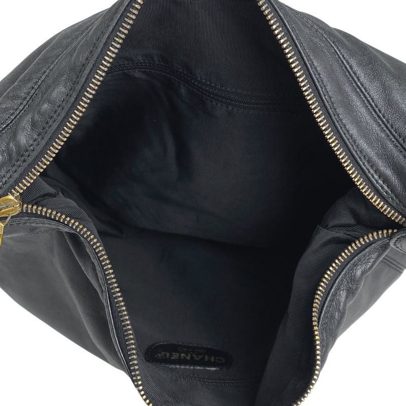 Chanel Coco Mark Plastic Handle Bag One Shoulder Handbag Leather Black Women