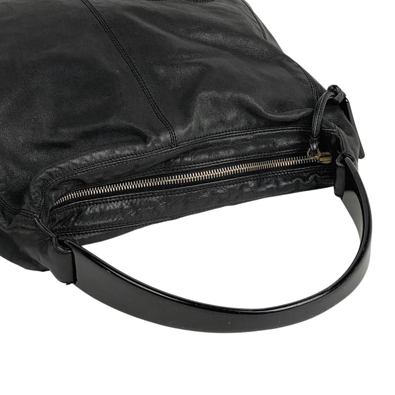 Chanel Coco Mark Plastic Handle Bag One Shoulder Handbag Leather Black Women