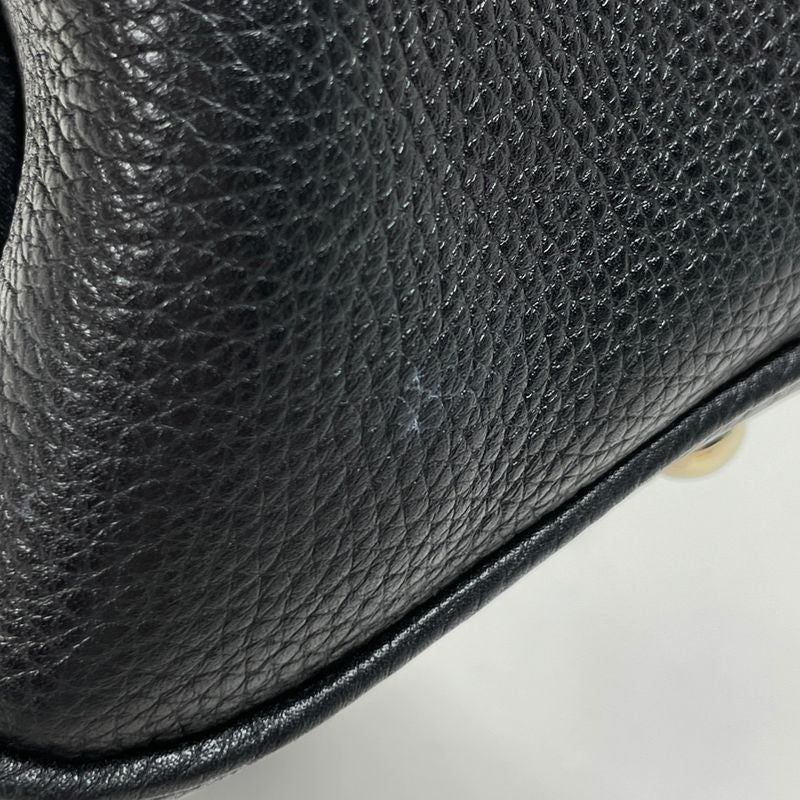 Gucci Soho Handbag Interlocking G Handbag Leather Black 336751 Women