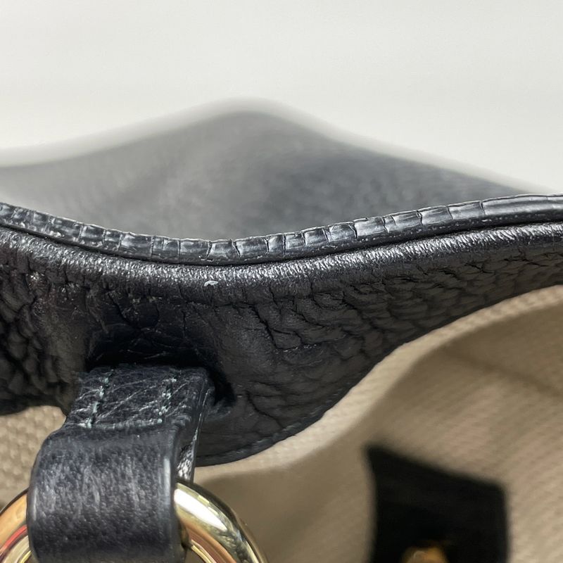 Gucci Soho Handbag Interlocking G Handbag Leather Black 336751 Women
