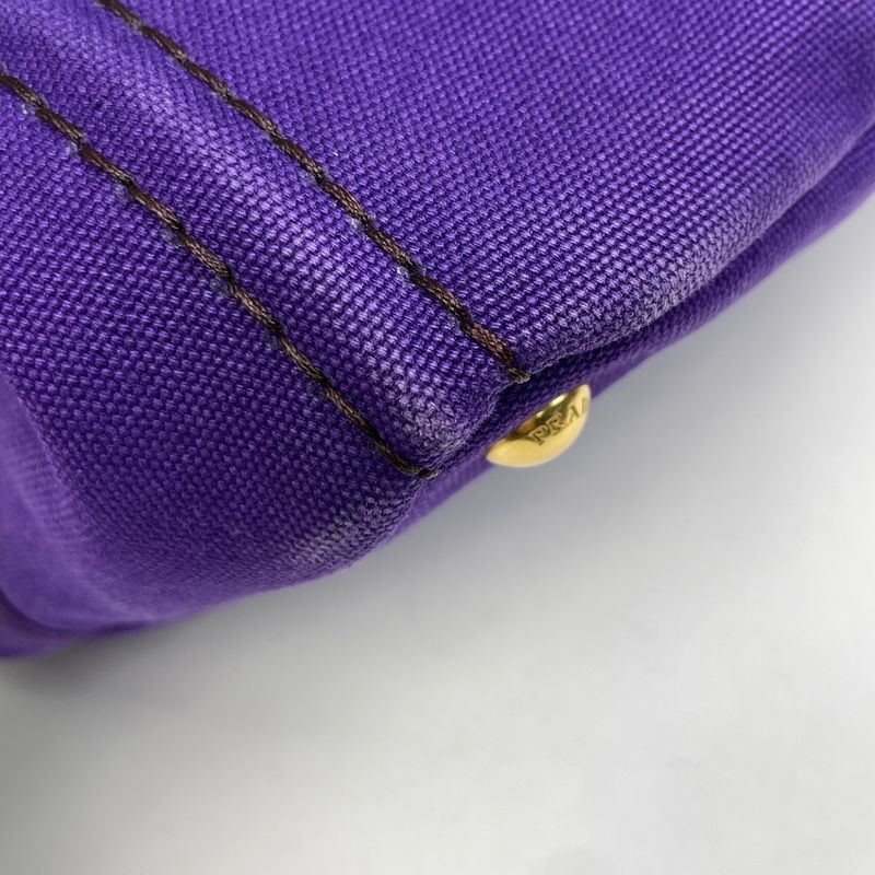 Prada Canapa Tote Logo Handbag Tote Canvas Purple Women