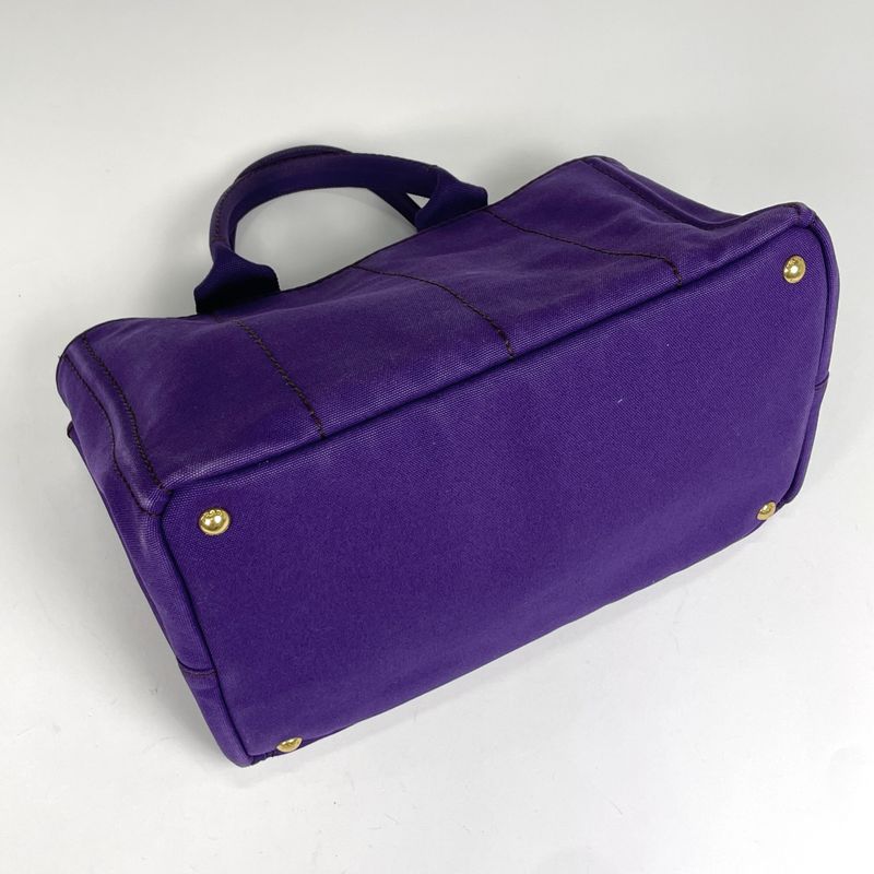 Prada Canapa Tote Logo Handbag Tote Canvas Purple Women
