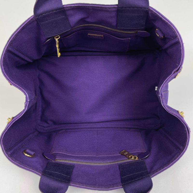 Prada Canapa Tote Logo Handbag Tote Canvas Purple Women