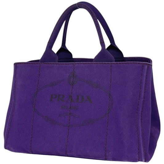 Prada Canapa Tote Logo Handbag Tote Canvas Purple Women