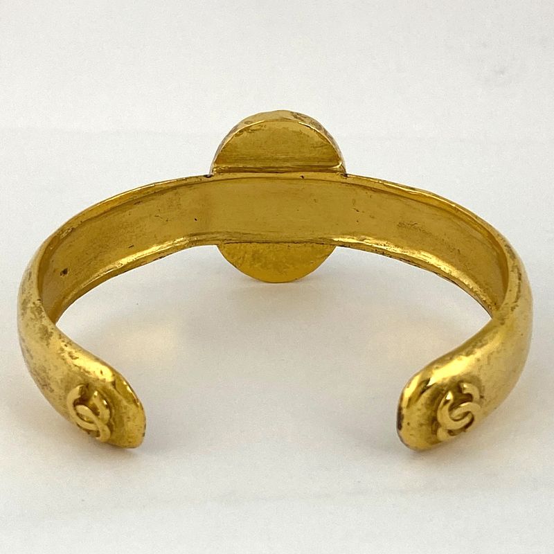 Chanel Coco Mark Bangle Color Stone Gripore Bangle GP Gold Ladies