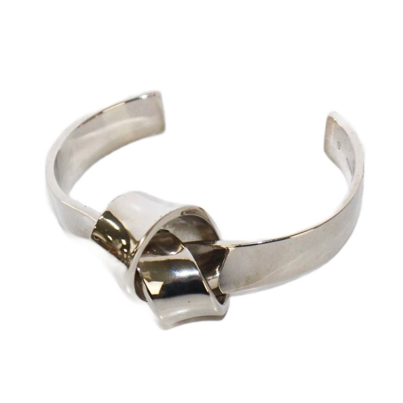 Celine Knot Flat Bangle S Size Bracelet Silver Color KH - OH