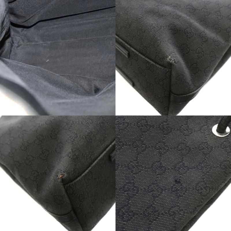 Gucci GG Pattern Shoulder Bag Tote Handbag Total Canvas Leather Black AN11 - OH