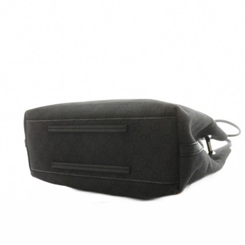 Gucci GG Pattern Shoulder Bag Tote Handbag Total Canvas Leather Black AN11 - OH