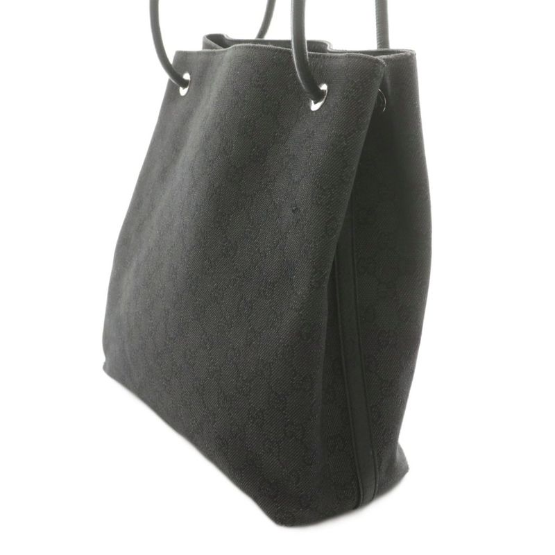 Gucci GG Pattern Shoulder Bag Tote Handbag Total Canvas Leather Black AN11 - OH