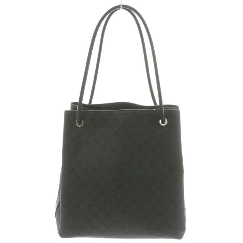 Gucci GG Pattern Shoulder Bag Tote Handbag Total Canvas Leather Black AN11 - OH