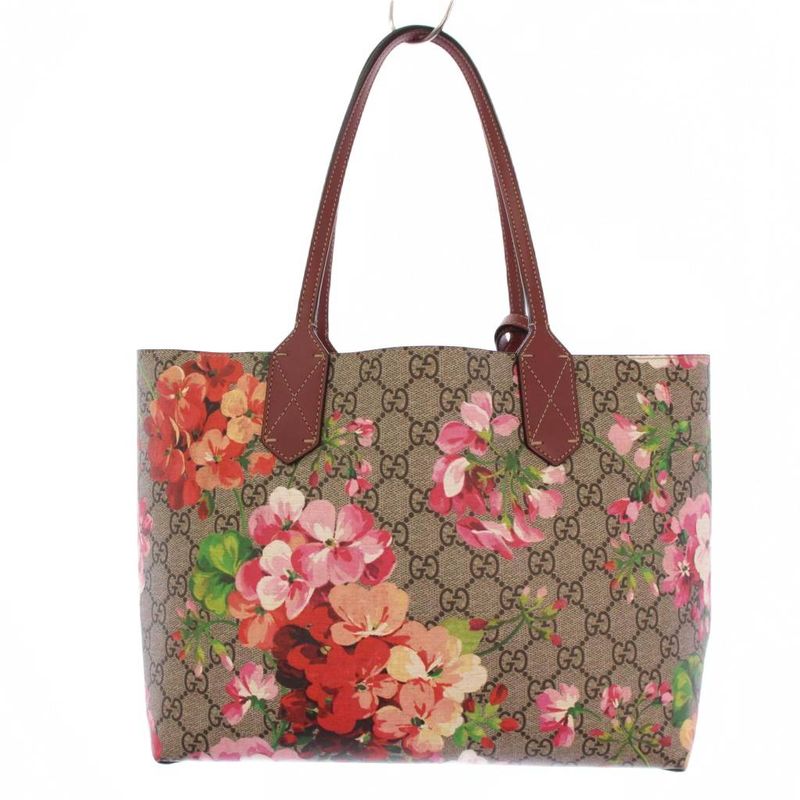 Gucci GG Blooms Tote Handbag Reversible Red Beige 372613 KH - OH