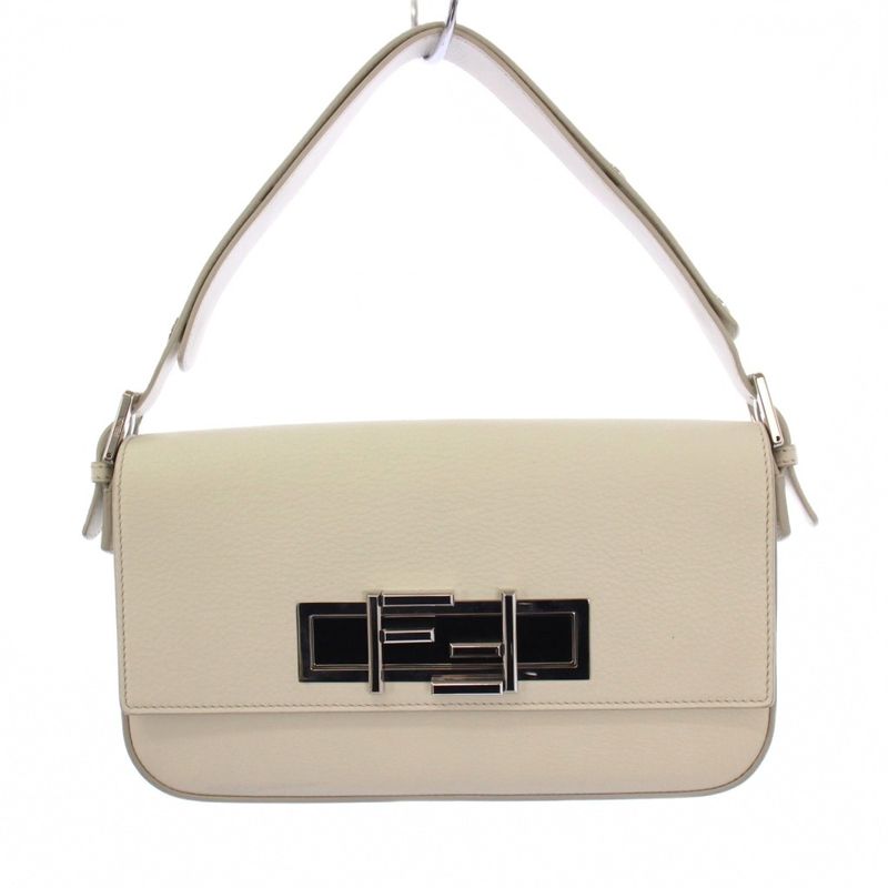 Fendi 3 Baguettes Shoulder Bag Leather White 8br720 KH - OH