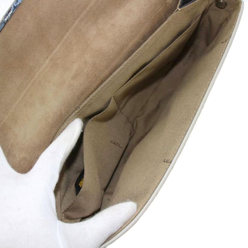 Fendi 3 Baguettes Shoulder Bag Leather White 8br720 KH - OH