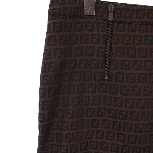 Fendi Tight Skirt Mimore Long Zucca Pattern Bicolor 40 Brown Black BB