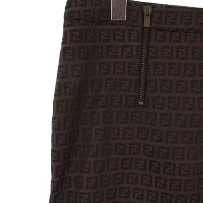 Fendi Tight Skirt Mimore Long Zucca Pattern Bicolor 40 Brown Black BB