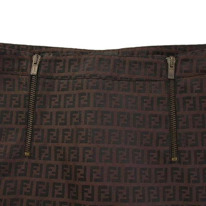 Fendi Tight Skirt Mimore Long Zucca Pattern Bicolor 40 Brown Black BB