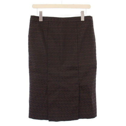 Fendi Tight Skirt Mimore Long Zucca Pattern Bicolor 40 Brown Black BB