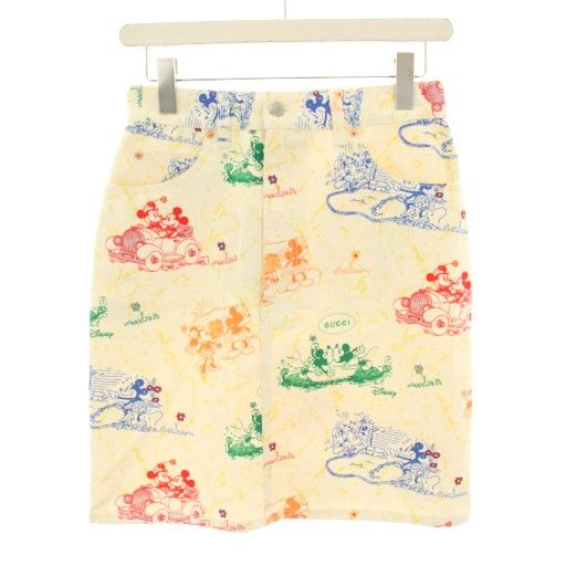 Gucci Disney Mickey & Minnie Skirt Knee Length Tight Total Pattern 38 Beige