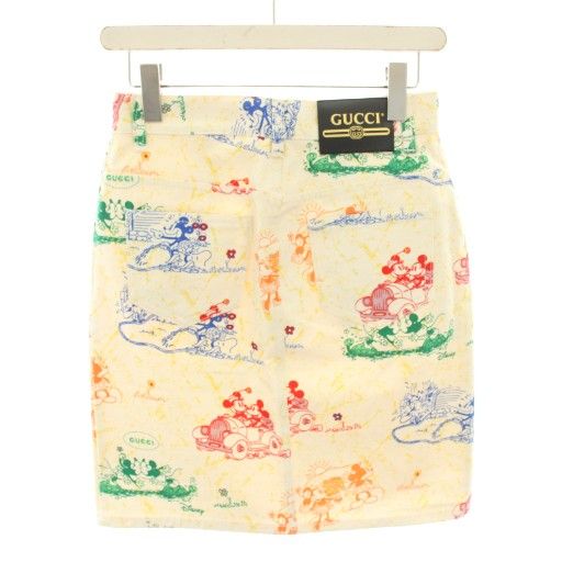 Gucci Disney Mickey & Minnie Skirt Knee Length Tight Total Pattern 38 Beige