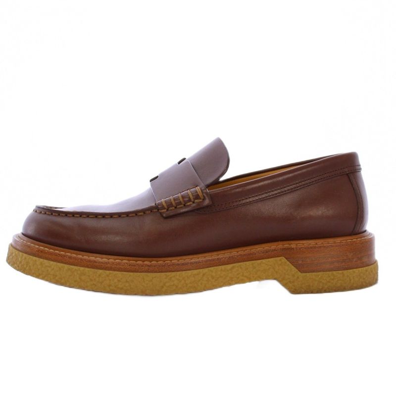 Hermes Dublin Loafers Cles Peep Sole Leather 41 Brown KH
