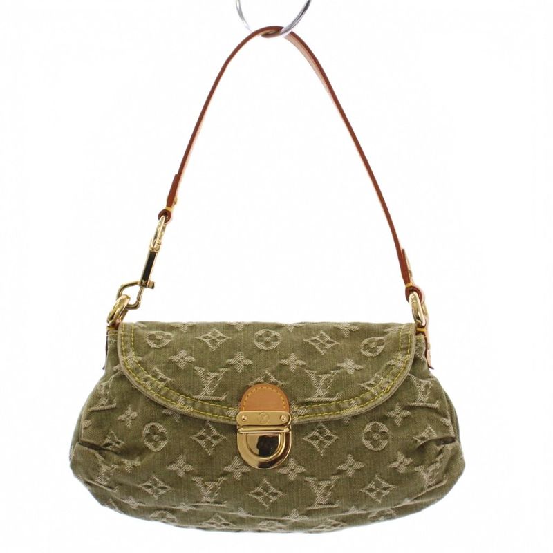 Louis Vuitton Monogram Denim Mini Pleated Handbag Khaki M95217 KH - OH