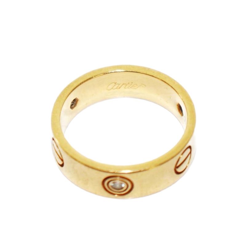 Cartier Half Diamond Love Ring 18K 51 Size 11 Yellow Gold KH - OH