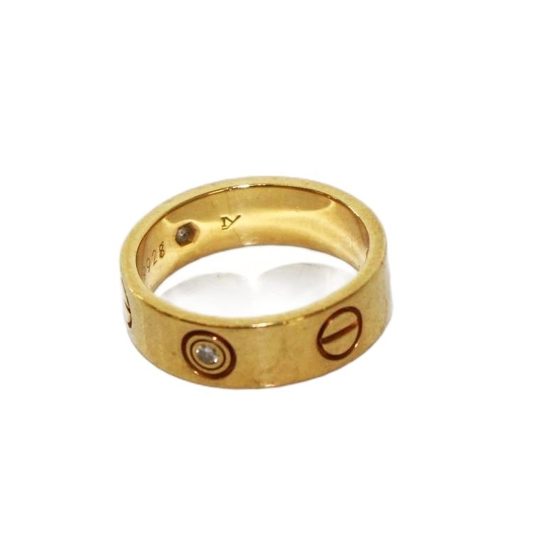 Cartier Half Diamond Love Ring 18K 51 Size 11 Yellow Gold KH - OH