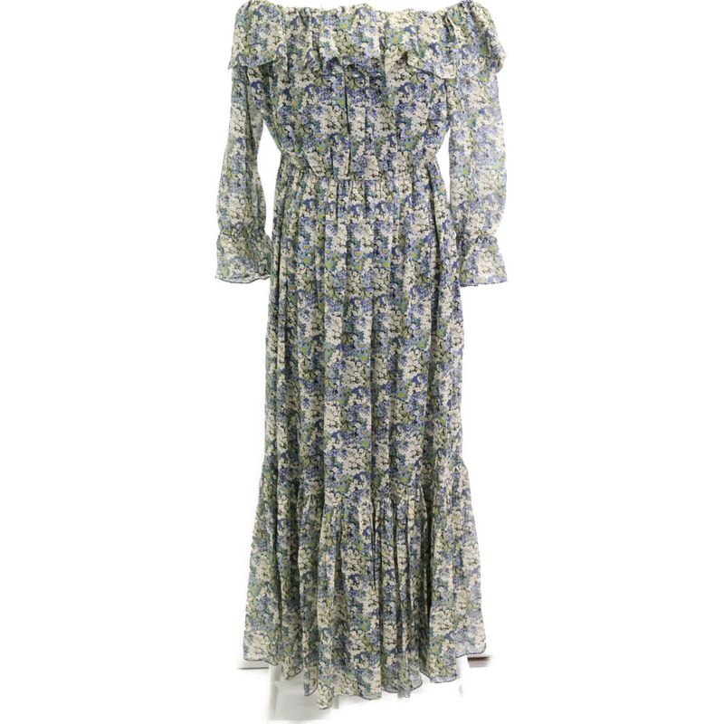 Celine 2r618179j Flower Print Silk Off-shoulder