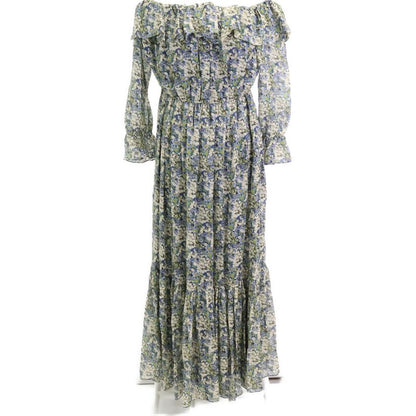 Celine 2r618179j Flower Print Silk Off-shoulder