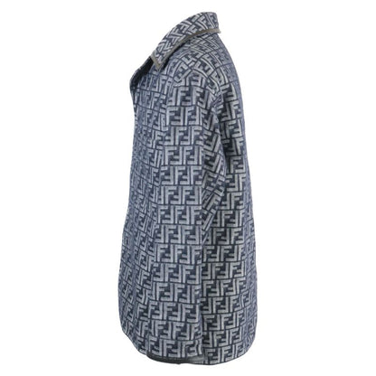 Fendi  Official Fw1223 AMZ3 Partial Leather Zucca Pattern Denim 44