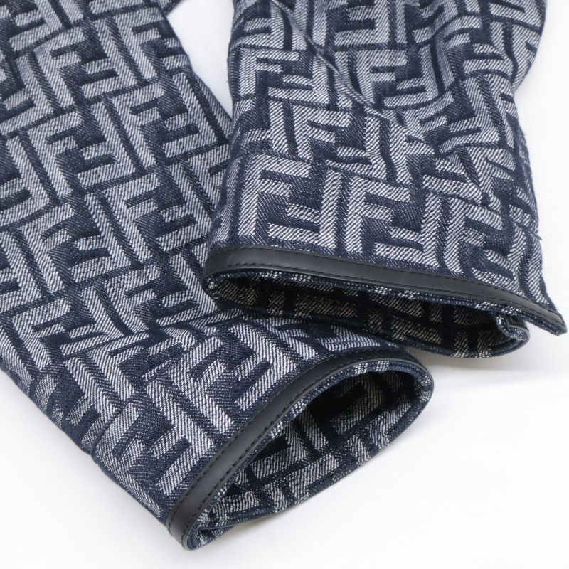 Fendi  Official Fw1223 AMZ3 Partial Leather Zucca Pattern Denim 44