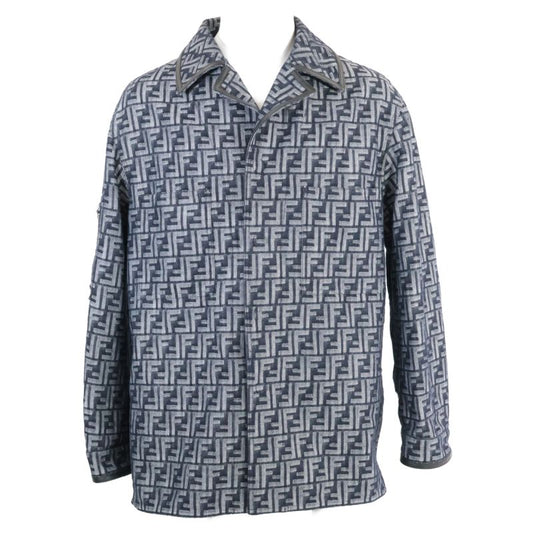 Fendi  Official Fw1223 AMZ3 Partial Leather Zucca Pattern Denim 44