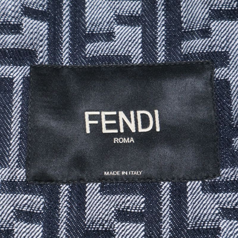 Fendi  Official Fw1223 AMZ3 Partial Leather Zucca Pattern Denim 44