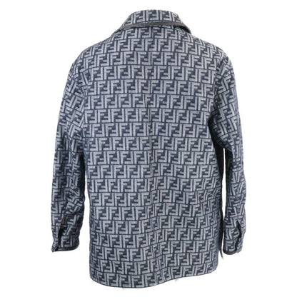 Fendi  Official Fw1223 AMZ3 Partial Leather Zucca Pattern Denim 44