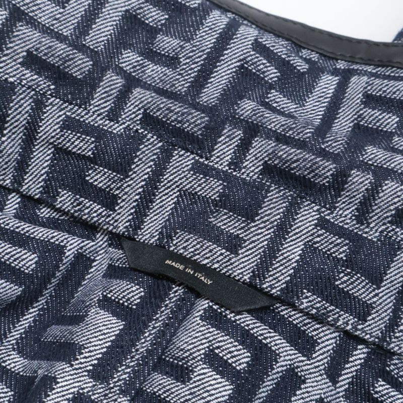 Fendi  Official Fw1223 AMZ3 Partial Leather Zucca Pattern Denim 44