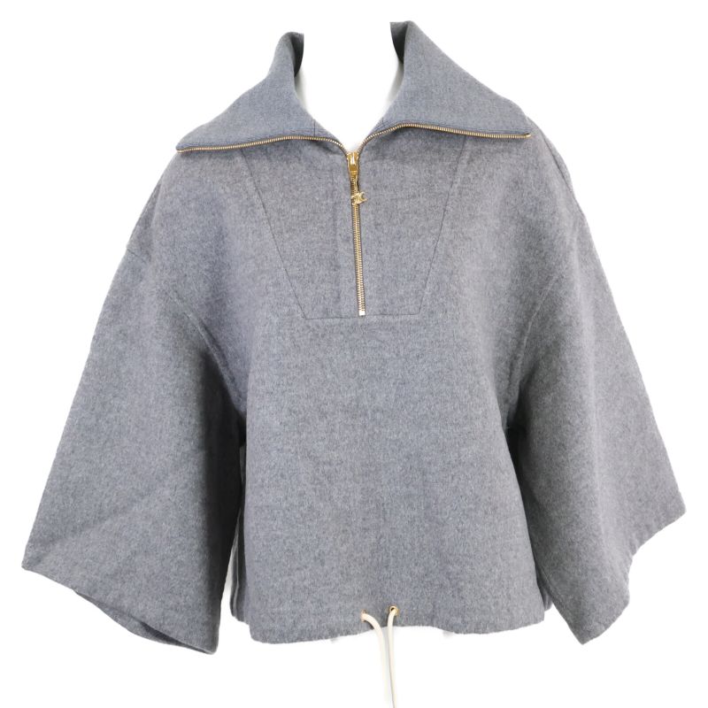 Celine 100% Cashmere Triomphe Hardware Half-zip Pullover 34
