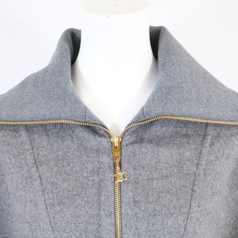 Celine 100% Cashmere Triomphe Hardware Half-zip Pullover 34